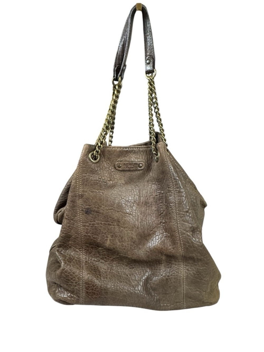 Abaco Paris Kabaco Taupe Brown Pebbled Leather Slouchy Hobo Shoulder Bag